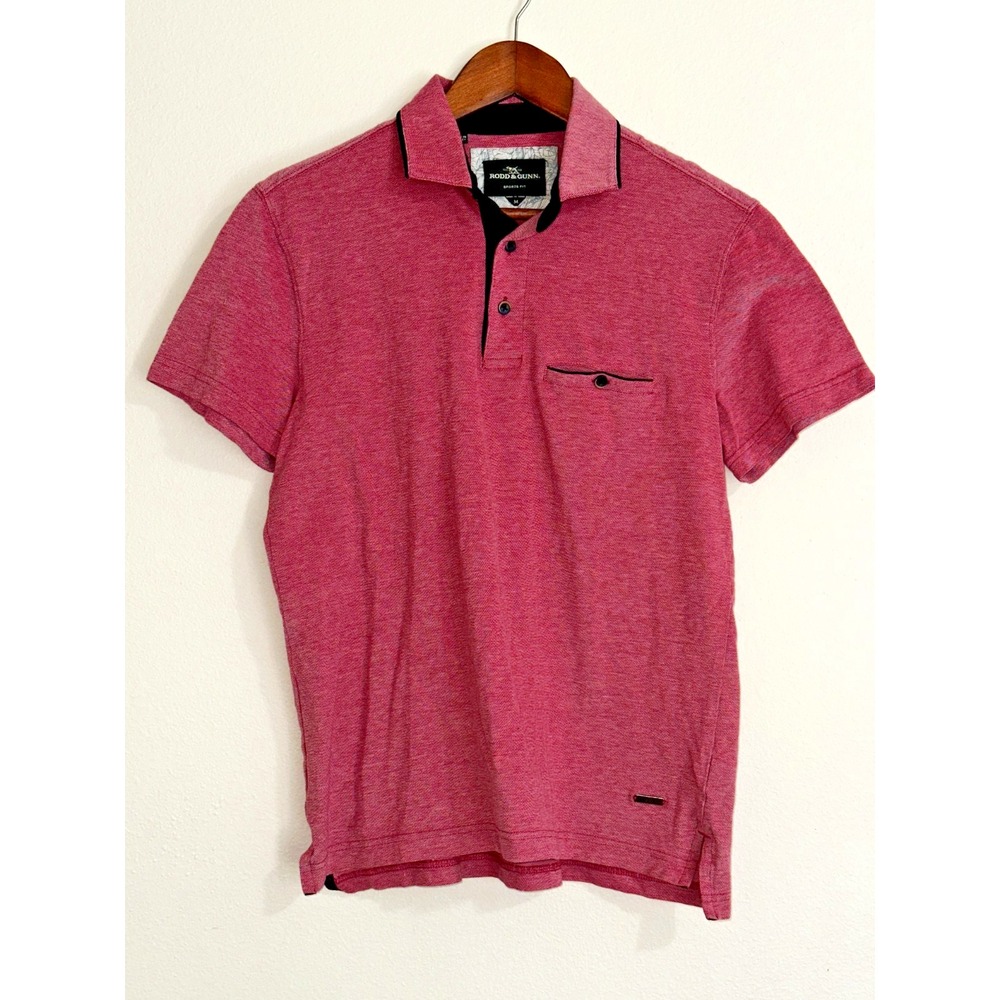 Rodd & Gunn Mens Polo Shirt Red Pink Sports Fit Short Sleeve‎ Cotton Medium